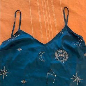 Embroidered zodiac teal cami/blouse